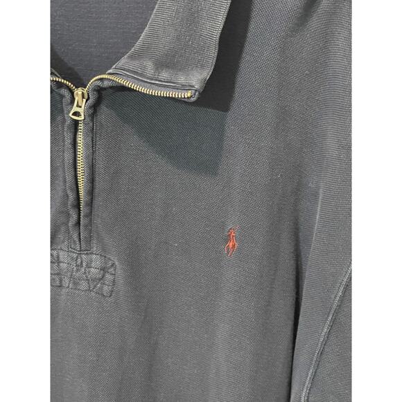 Vintage Polo Ralph Lauren Quarter Zip Pullover Sweater Men 3XB Navy Blue Cotton - Picture 3 of 6